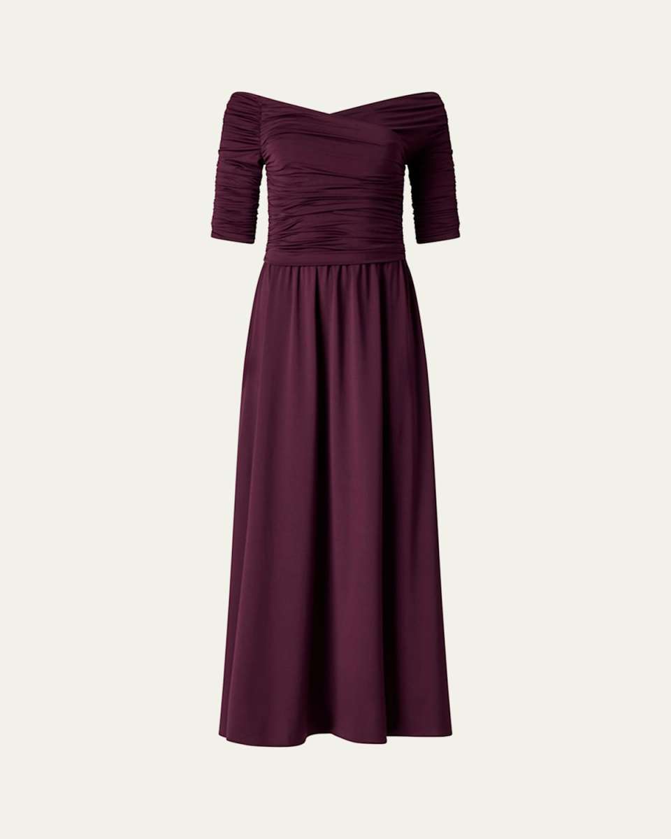 Char Off-Shoulder Ruched Long Dress